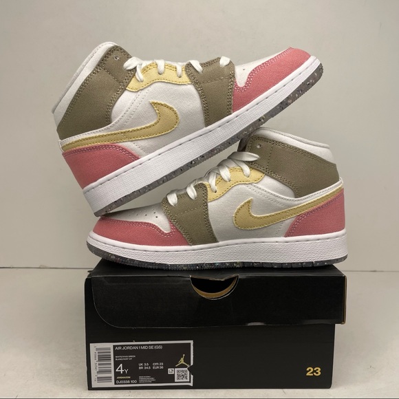 Nike Air Jordan 1 Retro Mid GS “Vivid/Grind” NEW 2022 - Picture 3 of 4